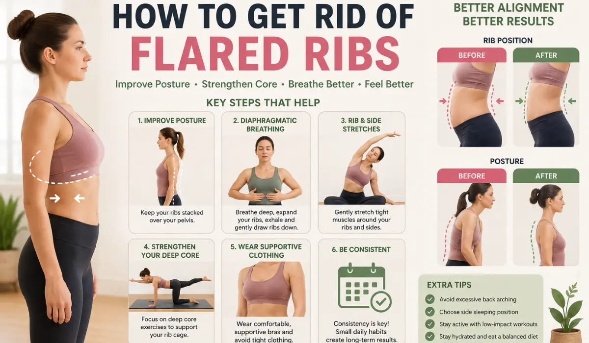 How to get rid of flared ribs with posture, breathing, stretching, and core exercises