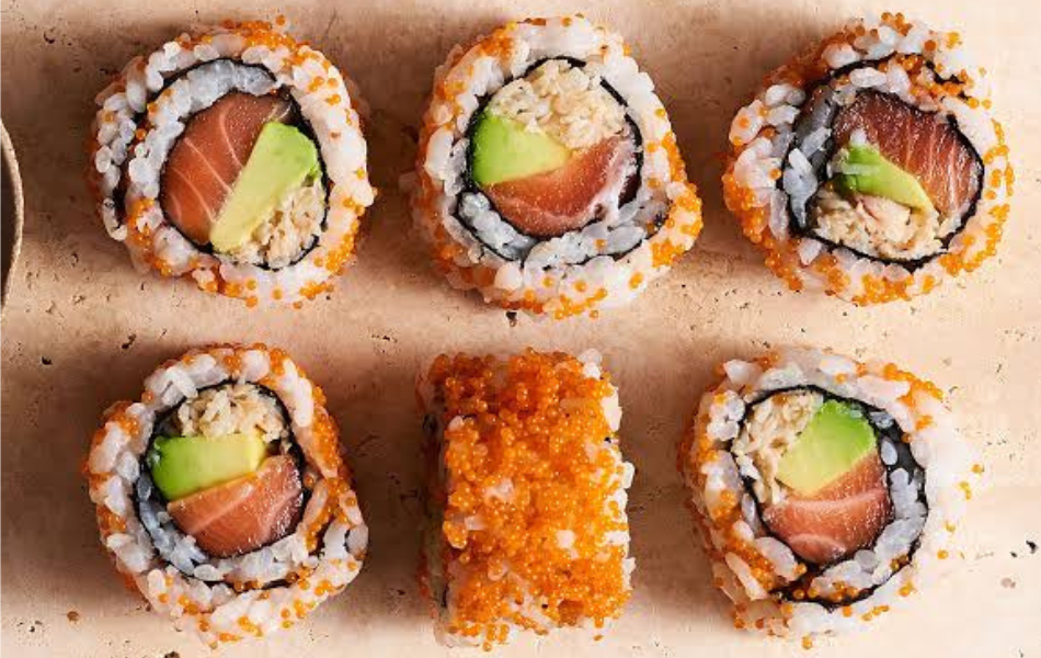 California rolls on a plate while pregnant