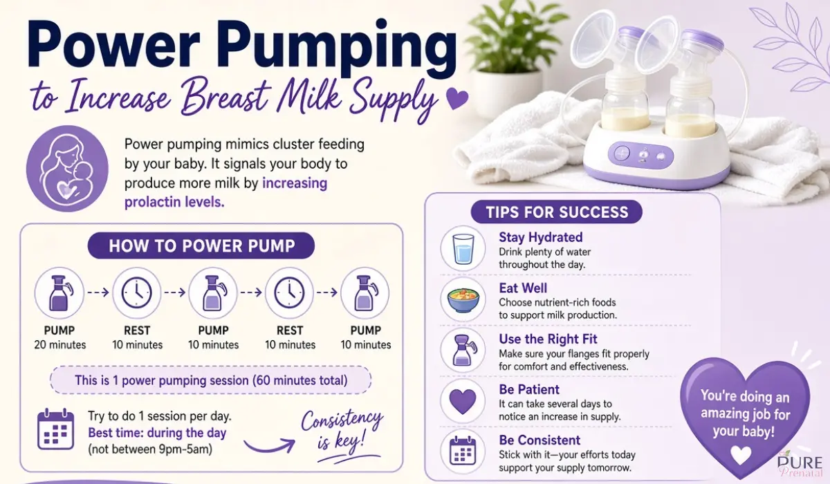 Power pumping to increase breast milk supply with a 60-minute pumping schedule