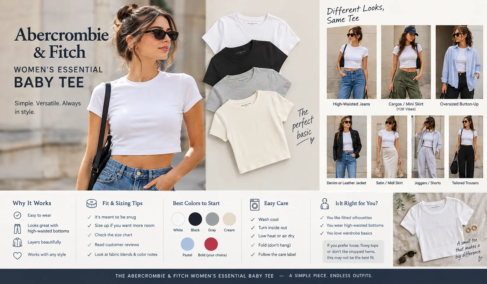 Abercrombie & Fitch women's essential baby tee